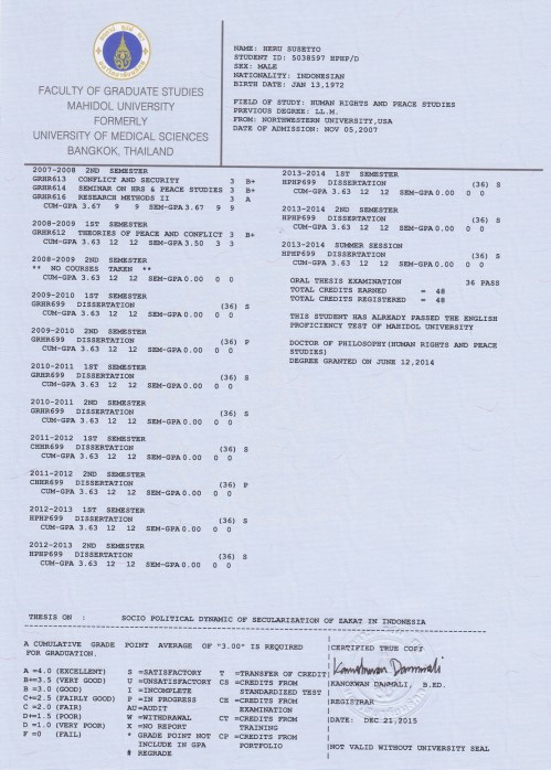 PhD Academic Transcript Heru Susetyo